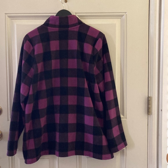 Denim & Co. Purple & Black Buffalo Plaid Fleece Zip Front Jacket/Size Large/NEW! - Picture 2 of 3